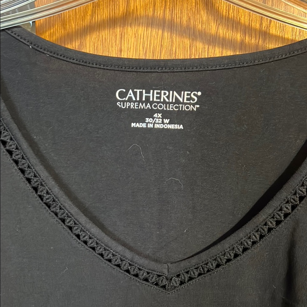 Catherines Black V-Neck Top - Picture 2 of 2
